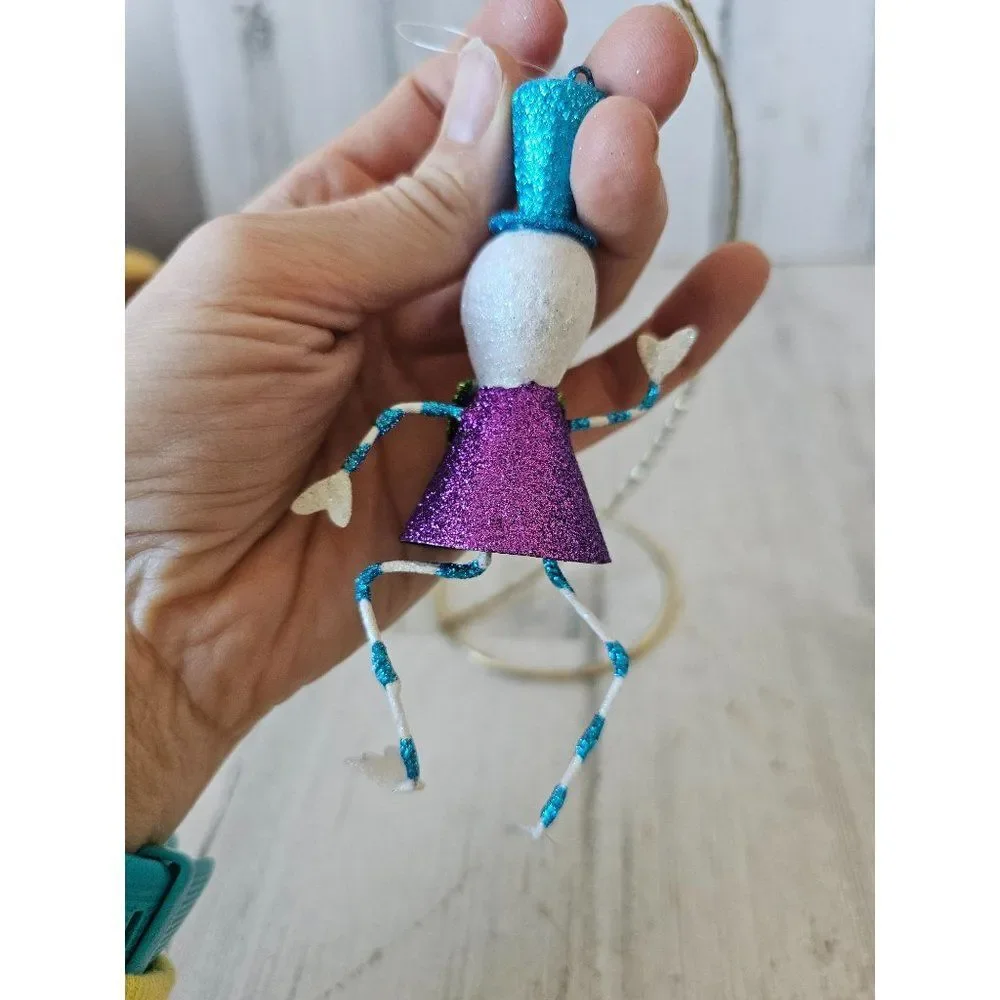 Pier 1‎ skeleton glitter Halloween ornament skull vintage Xmas tree unique